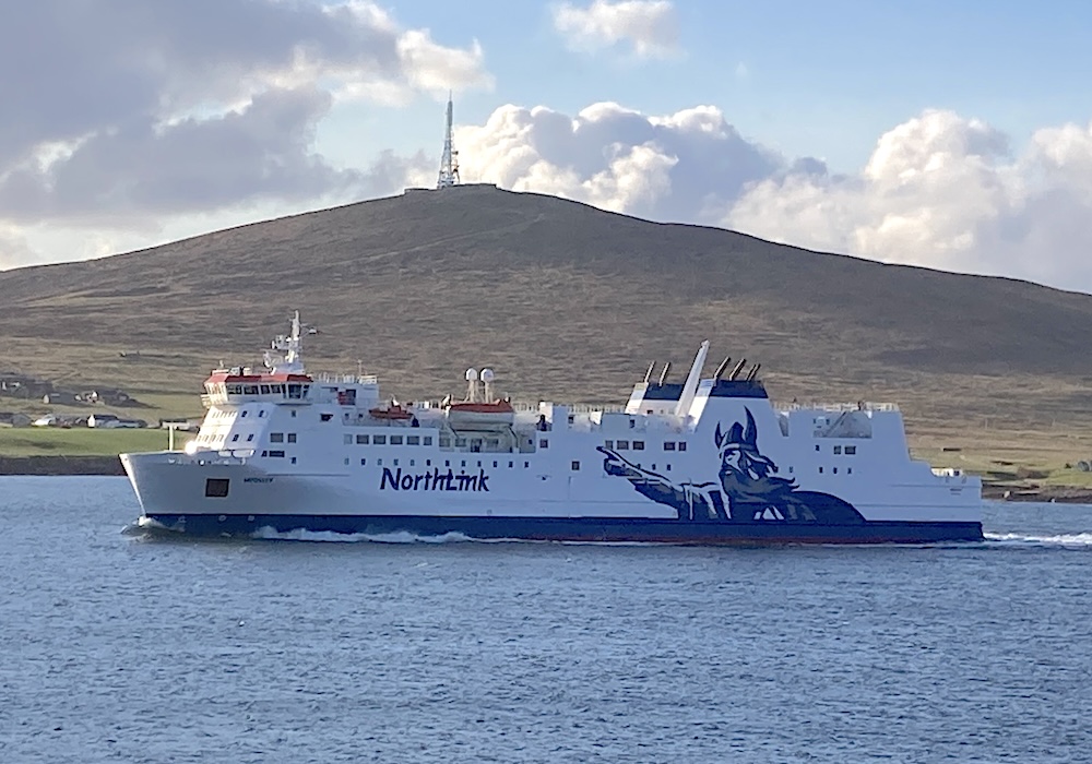 Overnight ferry sailing into Shetland