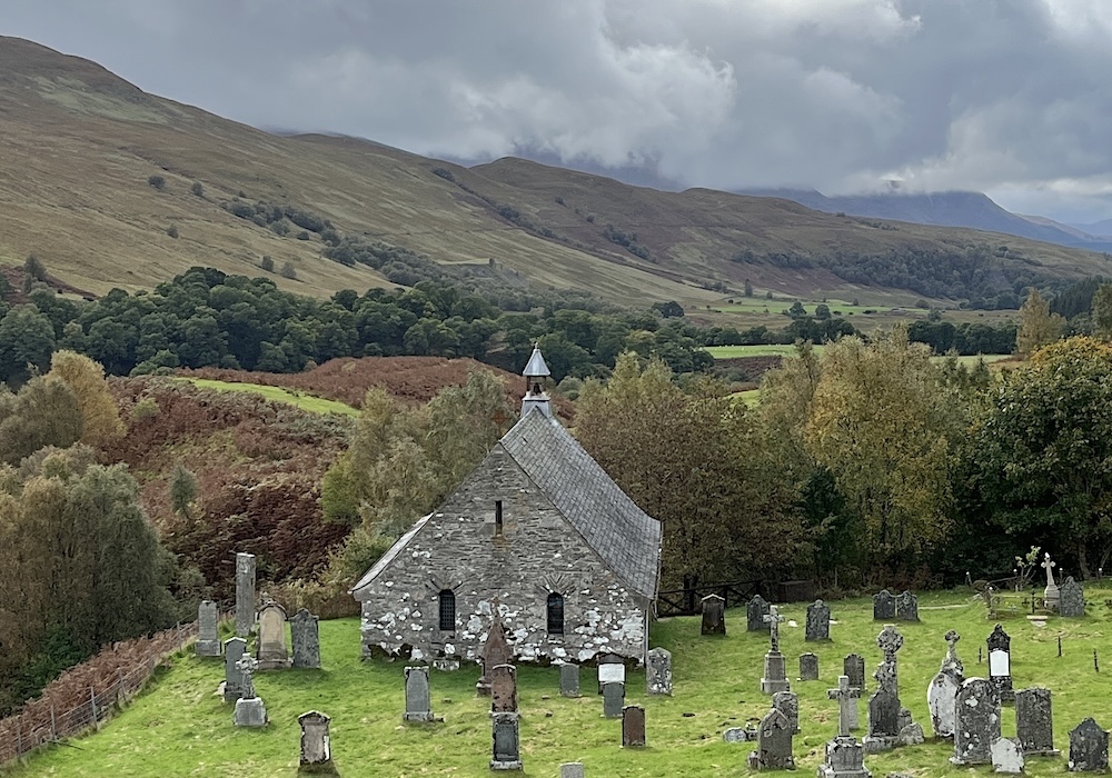 John on an ancestry tour to Cille Choirill Church, Lochaber