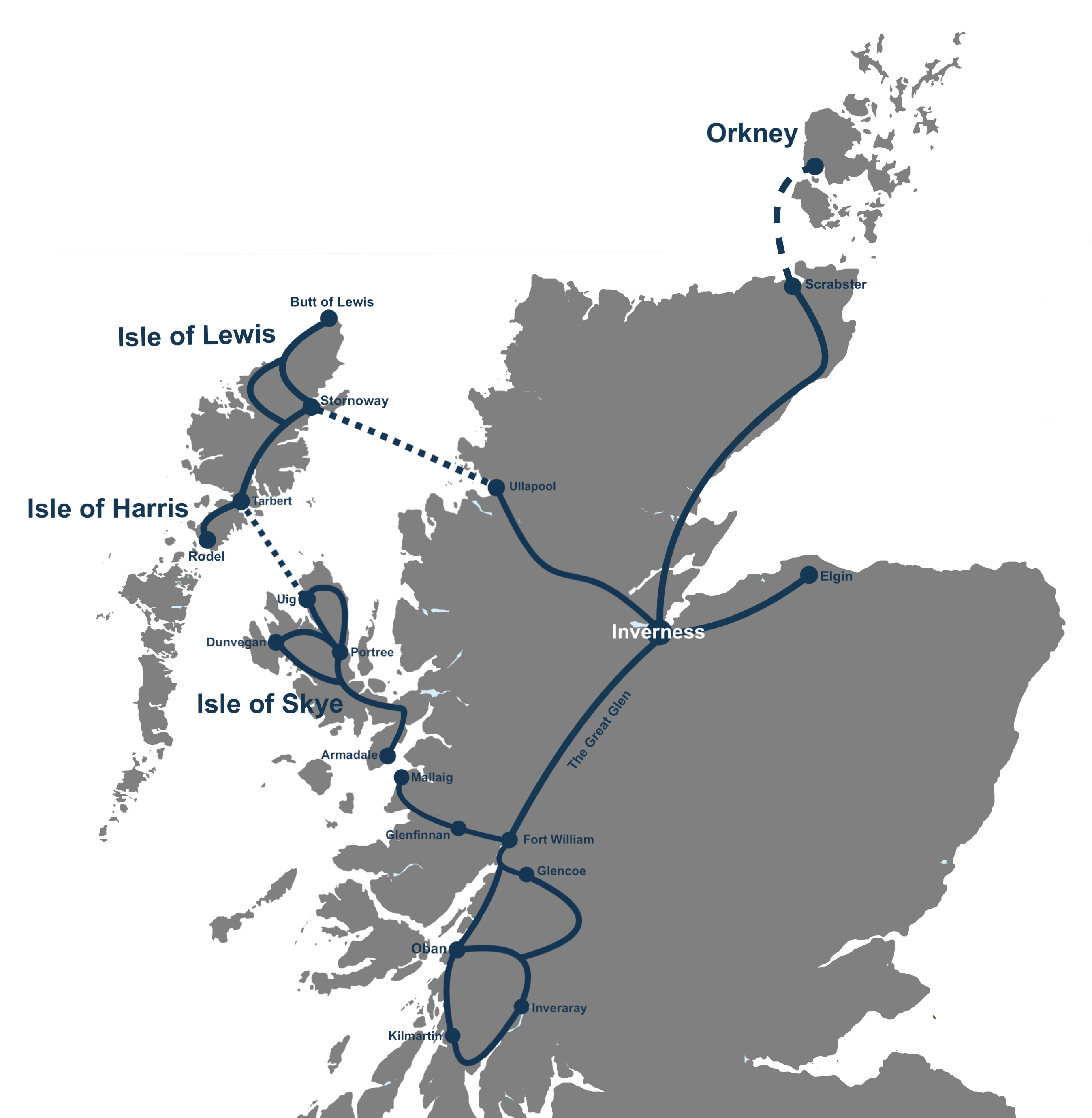 A 5000 Year Journey Through the Highlands and Islands Tour Map