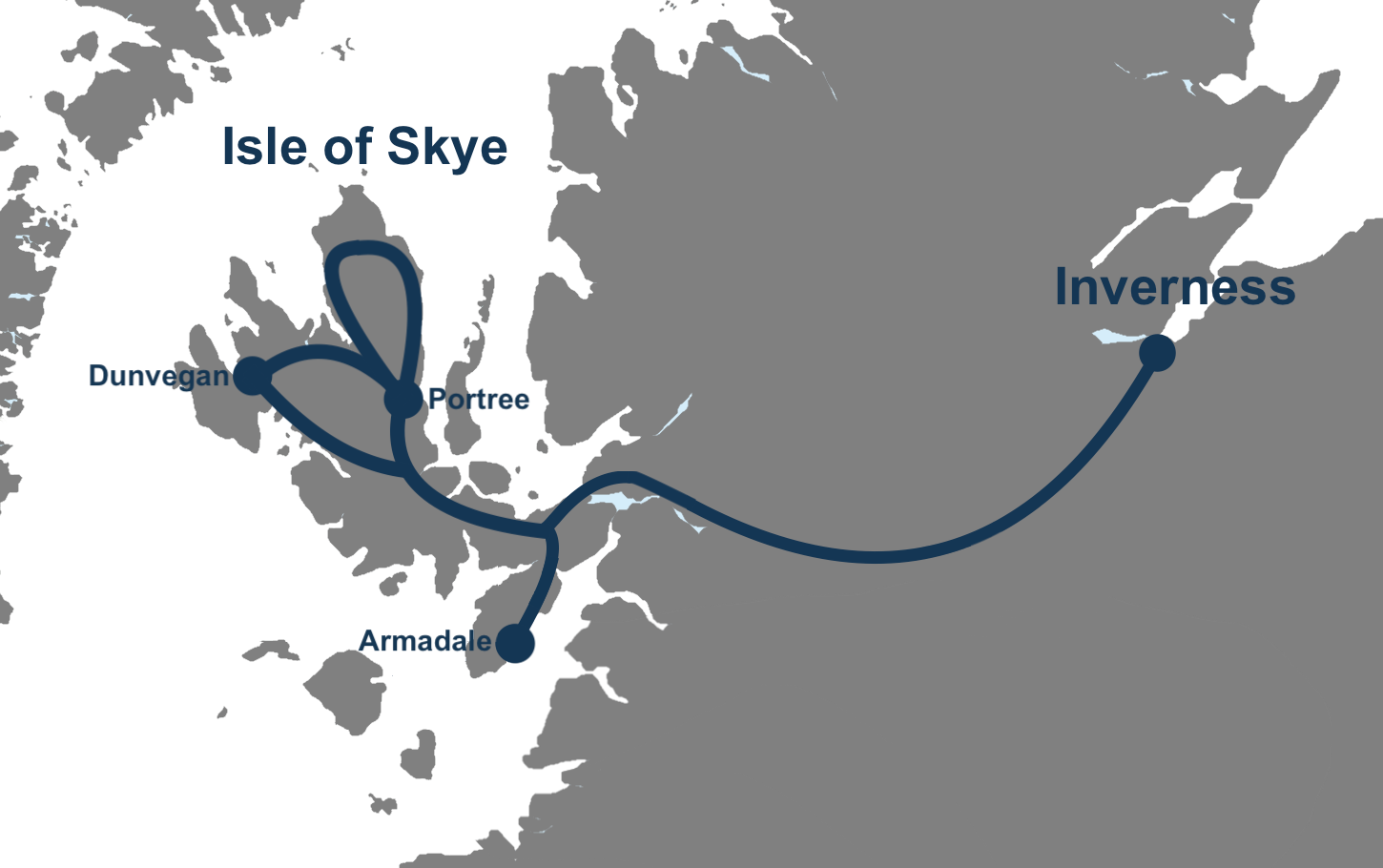 Isle of Skye & Highlands Private Tour Map from Inverness
