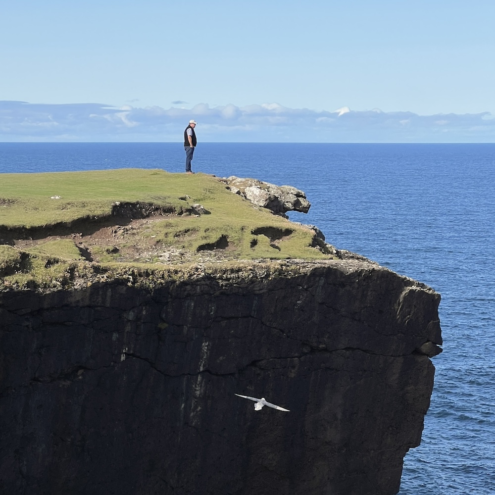 John standing too close to the edge at Eshaness cliffs, Shetland